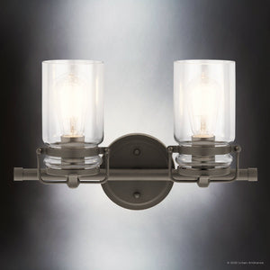 Urban Ambiance - Bath Light - UKC20003 Industrial Indoor Bath Light, 10''H x 15.75''W x 6.75''Dep, Olde Bronze Finish, Velora Collection - 