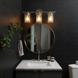 Urban Ambiance - Bath Light - UKC20004 Industrial Indoor Bath Light, 10''H x 24''W x 6.75''Dep, Brushed Nickel Finish, Velora Collection - 