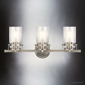 Urban Ambiance - Bath Light - UKC20004 Industrial Indoor Bath Light, 10''H x 24''W x 6.75''Dep, Brushed Nickel Finish, Velora Collection - 