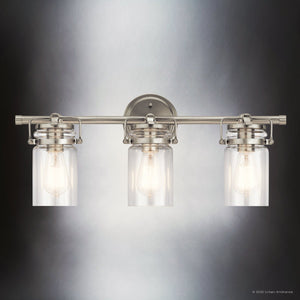 Urban Ambiance - Bath Light - UKC20004 Industrial Indoor Bath Light, 10''H x 24''W x 6.75''Dep, Brushed Nickel Finish, Velora Collection - 