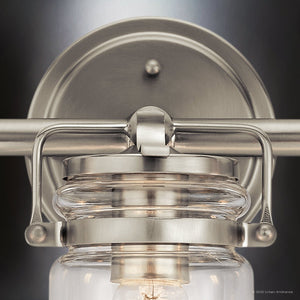 Urban Ambiance - Bath Light - UKC20004 Industrial Indoor Bath Light, 10''H x 24''W x 6.75''Dep, Brushed Nickel Finish, Velora Collection - 