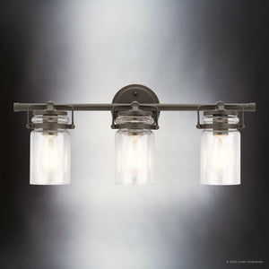 Urban Ambiance - Bath Light - UKC20005 Industrial Indoor Bath Light, 10''H x 24''W x 6.75''Dep, Olde Bronze Finish, Velora Collection - 