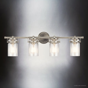 Urban Ambiance - Bath Light - UKC20006 Industrial Indoor Bath Light, 10.25''H x 32.5''W x 6.75''Dep, Brushed Nickel Finish, Velora Collection - 