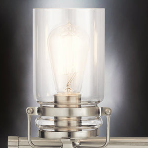 Urban Ambiance - Bath Light - UKC20006 Industrial Indoor Bath Light, 10.25''H x 32.5''W x 6.75''Dep, Brushed Nickel Finish, Velora Collection - 