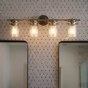 Urban Ambiance - Bath Light - UKC20006 Industrial Indoor Bath Light, 10.25''H x 32.5''W x 6.75''Dep, Brushed Nickel Finish, Velora Collection - 