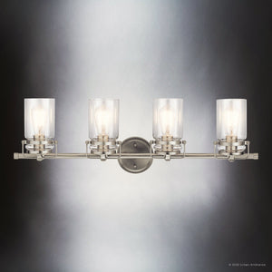Urban Ambiance - Bath Light - UKC20006 Industrial Indoor Bath Light, 10.25''H x 32.5''W x 6.75''Dep, Brushed Nickel Finish, Velora Collection - 