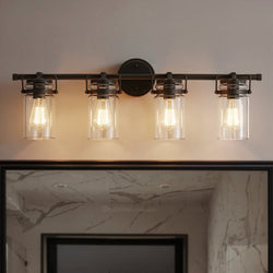 Urban Ambiance - Bath Light - UKC20007 Industrial Indoor Bath Light, 10.25''H x 32.5''W x 6.75''Dep, Olde Bronze Finish, Velora Collection - 