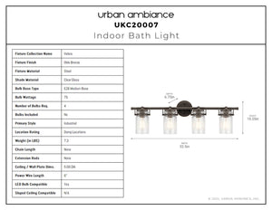 Urban Ambiance - Bath Light - UKC20007 Industrial Indoor Bath Light, 10.25''H x 32.5''W x 6.75''Dep, Olde Bronze Finish, Velora Collection - 