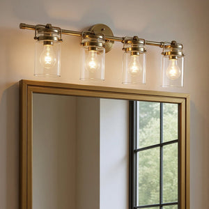 Urban Ambiance - Bath Light - UKC20011 Industrial Indoor Bath Light, 10.25''H x 32.5''W x 6.75''Dep, Champagne Bronze Finish, Velora Collection - 