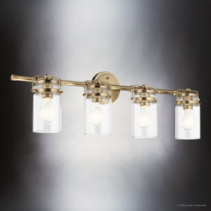 Urban Ambiance - Bath Light - UKC20011 Industrial Indoor Bath Light, 10.25''H x 32.5''W x 6.75''Dep, Champagne Bronze Finish, Velora Collection - 