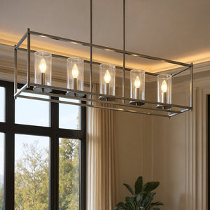 Urban Ambiance - Chandelier - UKC20020 Transitional Indoor Chandelier, 13.5''H x 41.5''W x 10''Dep, Chrome Finish, Marquess Collection -