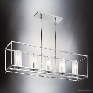 Urban Ambiance - Chandelier - UKC20020 Transitional Indoor Chandelier, 13.5''H x 41.5''W x 10''Dep, Chrome Finish, Marquess Collection - 