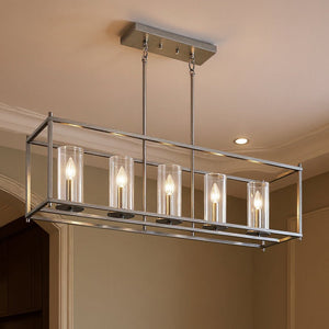 Urban Ambiance - Chandelier - UKC20021 Transitional Indoor Chandelier, 13.5''H x 41.5''W x 10''Dep, Brushed Nickel Finish, Marquess Collection - 