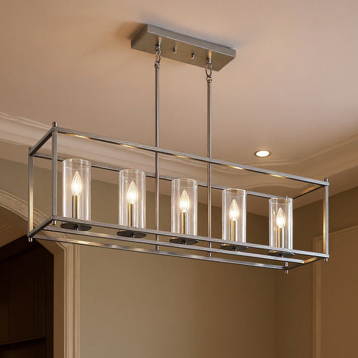 UKC20021 Transitional Indoor Chandelier, 13.5''H x 41.5''W x 10''Dep, Brushed Nickel Finish, Marquess Collection