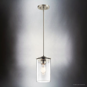 Urban Ambiance - Pendant - UKC20024 Transitional Indoor Pendant, 10.75''H x 6''W x 6''Dep, Brushed Nickel Finish, Marquess Collection - 