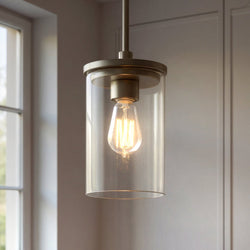 Urban Ambiance - Pendant - UKC20024 Transitional Indoor Pendant, 10.75''H x 6''W x 6''Dep, Brushed Nickel Finish, Marquess Collection - 