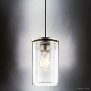 Urban Ambiance - Pendant - UKC20024 Transitional Indoor Pendant, 10.75''H x 6''W x 6''Dep, Brushed Nickel Finish, Marquess Collection - 