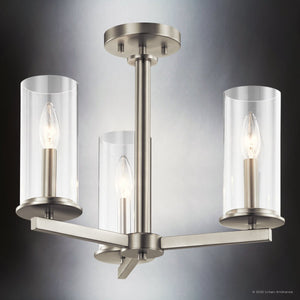 Urban Ambiance - Chandelier - UKC20027 Transitional Indoor Chandelier, 14''H x 18''W x 18''Dep, Brushed Nickel Finish, Marquess Collection - 
