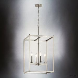 Urban Ambiance - Chandelier - UKC20030 Transitional Indoor Chandelier, 31''H x 16''W x 16''Dep, Brushed Nickel Finish, Marquess Collection - 