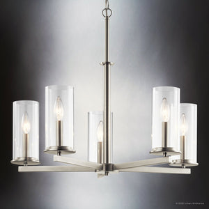 Urban Ambiance - Chandelier - UKC20033 Transitional Indoor Chandelier, 22.25''H x 26.25''W x 26.25''Dep, Brushed Nickel Finish, Marquess Collection - 