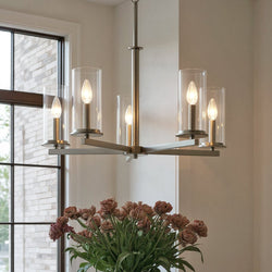 Urban Ambiance - Chandelier - UKC20033 Transitional Indoor Chandelier, 22.25''H x 26.25''W x 26.25''Dep, Brushed Nickel Finish, Marquess Collection - 