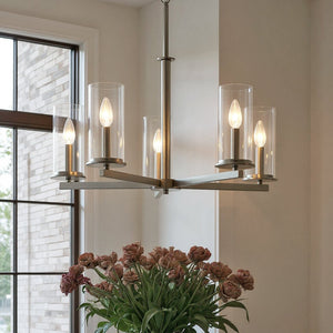 Urban Ambiance - Chandelier - UKC20033 Transitional Indoor Chandelier, 22.25''H x 26.25''W x 26.25''Dep, Brushed Nickel Finish, Marquess Collection - 