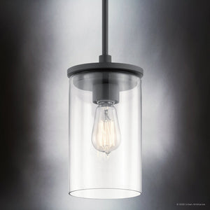 Urban Ambiance - Pendant - UKC20039 Transitional Indoor Pendant, 10.75''H x 6''W x 6''Dep, Black Finish, Marquess Collection - 