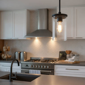 Urban Ambiance - Pendant - UKC20039 Transitional Indoor Pendant, 10.75''H x 6''W x 6''Dep, Black Finish, Marquess Collection - 