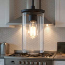 Urban Ambiance - Pendant - UKC20039 Transitional Indoor Pendant, 10.75''H x 6''W x 6''Dep, Black Finish, Marquess Collection - 