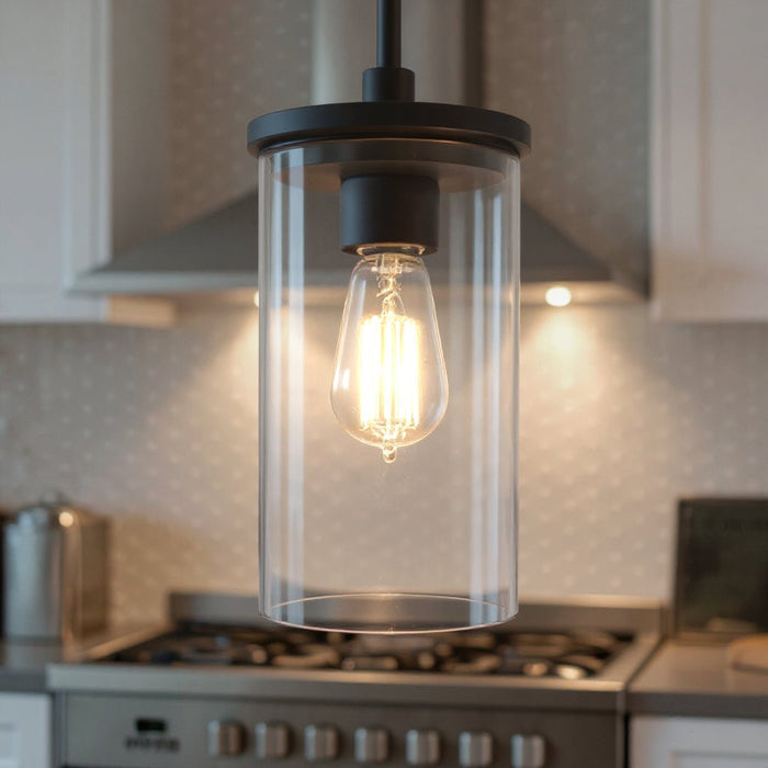 UKC20039 Transitional Indoor Pendant, 10.75''H x 6''W x 6''Dep, Black Finish, Marquess Collection