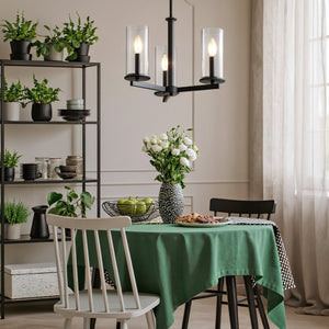Urban Ambiance - Chandelier - UKC20040 Transitional Indoor Chandelier, 14''H x 18''W x 18''Dep, Black Finish, Marquess Collection - 