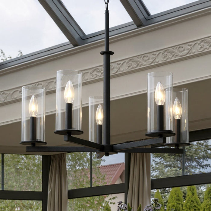 UKC20042 Transitional Indoor Chandelier, 22.25''H x 26.25''W x 26.25''Dep, Black Finish, Marquess Collection