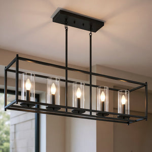 Urban Ambiance - Chandelier - UKC20043 Transitional Indoor Chandelier, 13.5''H x 41.5''W x 10''Dep, Black Finish, Marquess Collection - 