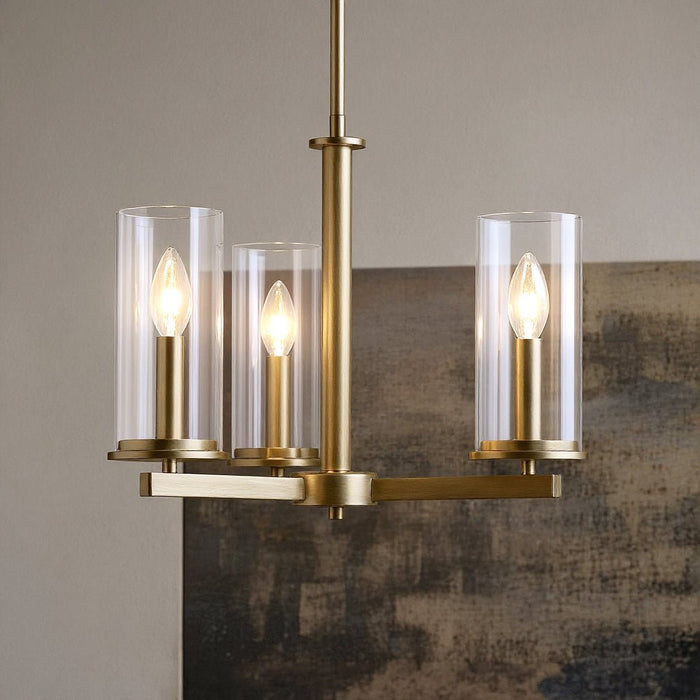 UKC20045 Transitional Indoor Chandelier, 14''H x 18''W x 18''Dep, Natural Brass Finish, Marquess Collection