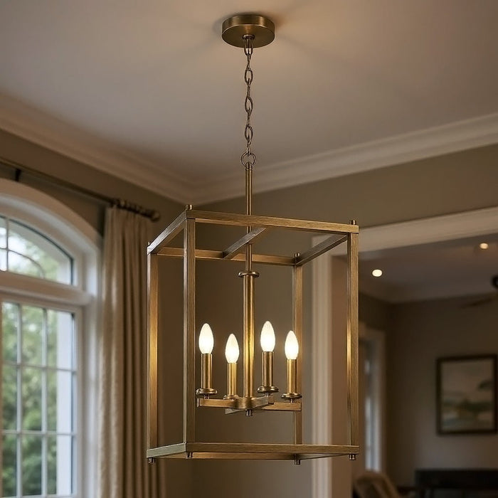 UKC20046 Transitional Indoor Chandelier, 31''H x 16''W x 16''Dep, Natural Brass Finish, Marquess Collection