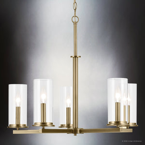 Urban Ambiance - Chandelier - UKC20047 Transitional Indoor Chandelier, 22.25''H x 26.25''W x 26.25''Dep, Natural Brass Finish, Marquess Collection - 