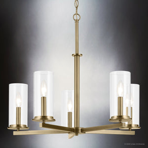 Urban Ambiance - Chandelier - UKC20047 Transitional Indoor Chandelier, 22.25''H x 26.25''W x 26.25''Dep, Natural Brass Finish, Marquess Collection - 