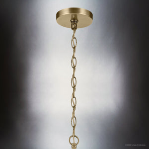 Urban Ambiance - Chandelier - UKC20047 Transitional Indoor Chandelier, 22.25''H x 26.25''W x 26.25''Dep, Natural Brass Finish, Marquess Collection - 