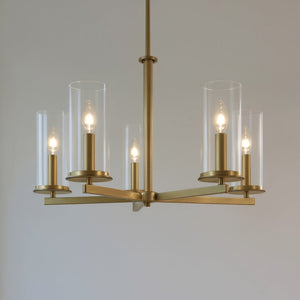 Urban Ambiance - Chandelier - UKC20047 Transitional Indoor Chandelier, 22.25''H x 26.25''W x 26.25''Dep, Natural Brass Finish, Marquess Collection - 
