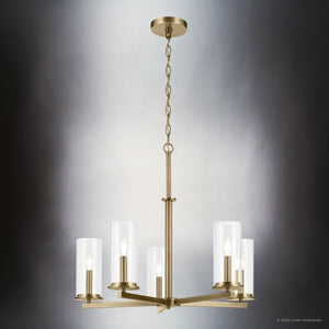Urban Ambiance - Chandelier - UKC20047 Transitional Indoor Chandelier, 22.25''H x 26.25''W x 26.25''Dep, Natural Brass Finish, Marquess Collection - 