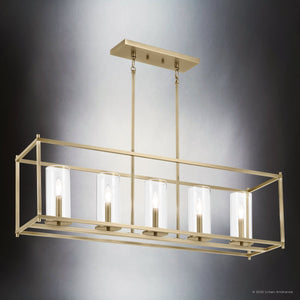 Urban Ambiance - Chandelier - UKC20048 Transitional Indoor Chandelier, 13.5''H x 41.5''W x 10''Dep, Natural Brass Finish, Marquess Collection - 