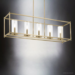 Urban Ambiance - Chandelier - UKC20048 Transitional Indoor Chandelier, 13.5''H x 41.5''W x 10''Dep, Natural Brass Finish, Marquess Collection - 