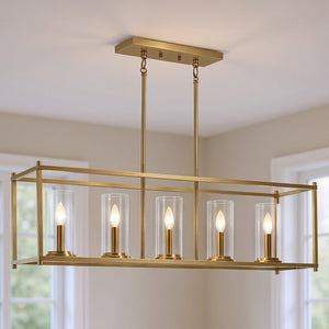Urban Ambiance - Chandelier - UKC20048 Transitional Indoor Chandelier, 13.5''H x 41.5''W x 10''Dep, Natural Brass Finish, Marquess Collection - 