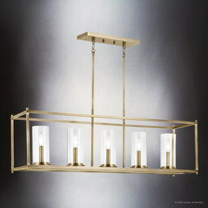 Urban Ambiance - Chandelier - UKC20048 Transitional Indoor Chandelier, 13.5''H x 41.5''W x 10''Dep, Natural Brass Finish, Marquess Collection - 