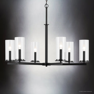 Urban Ambiance - Chandelier - UKC20049 Transitional Indoor Chandelier, 21.75''H x 32.25''W x 32.25''Dep, Black Finish, Marquess Collection - 