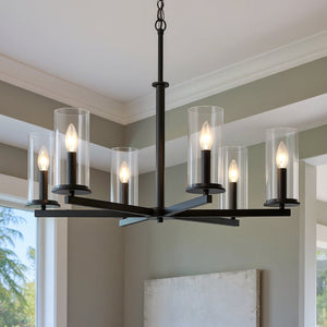 Urban Ambiance - Chandelier - UKC20049 Transitional Indoor Chandelier, 21.75''H x 32.25''W x 32.25''Dep, Black Finish, Marquess Collection - 