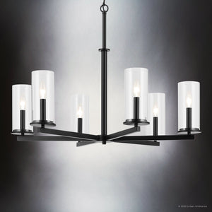Urban Ambiance - Chandelier - UKC20049 Transitional Indoor Chandelier, 21.75''H x 32.25''W x 32.25''Dep, Black Finish, Marquess Collection - 