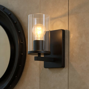 Urban Ambiance - Bath Light - UKC20050 Transitional Indoor Bath Light, 9.25''H x 4.5''W x 6.25''Dep, Black Finish, Marquess Collection - 