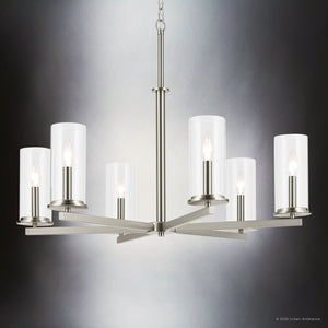 Urban Ambiance - Chandelier - UKC20055 Transitional Indoor Chandelier, 21.75''H x 32.25''W x 32.25''Dep, Brushed Nickel Finish, Marquess Collection - 