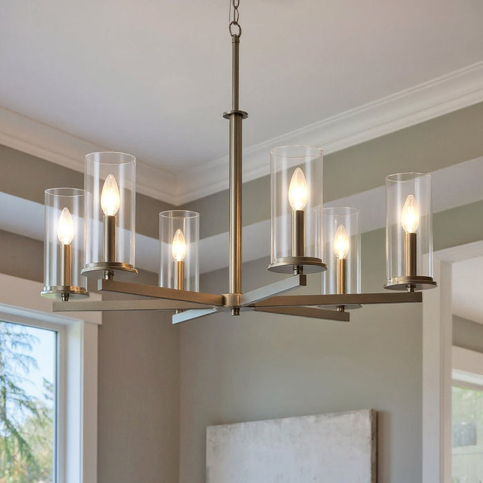 UKC20055 Transitional Indoor Chandelier, 21.75''H x 32.25''W x 32.25''Dep, Brushed Nickel Finish, Marquess Collection